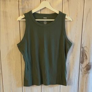 Women's Sonoma Goods For Life High Neck Layering Ribbed Tank Top Olive Green XXL
